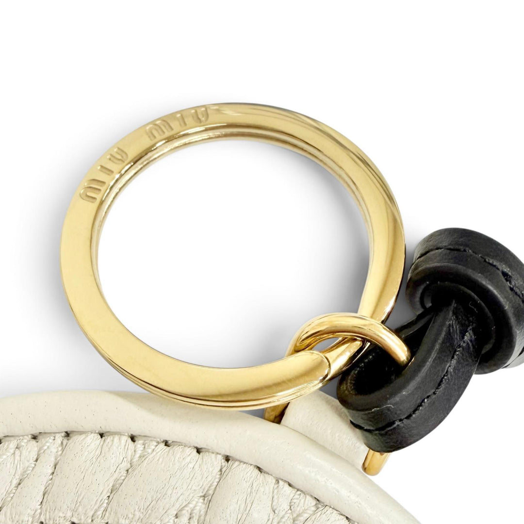 Excellent MIUMIU Bag charm Wonder Keychain Ivory leather Women 5TL3572