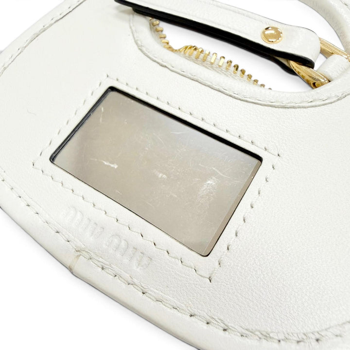 Excellent MIUMIU Bag charm Wonder Keychain Ivory leather Women 5TL3572