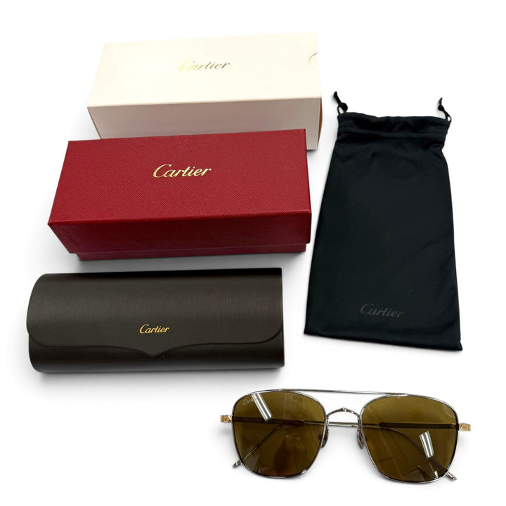 Excellent Cartier sunglasses Two-Bridge Eyewear Silver mens CT0163S
