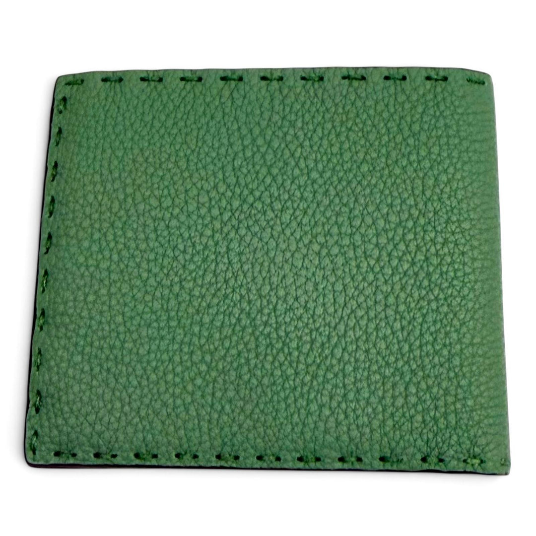 Pristine FENDI Bifold Wallet Fendi Selleria Bifold green leather mens 7M0193
