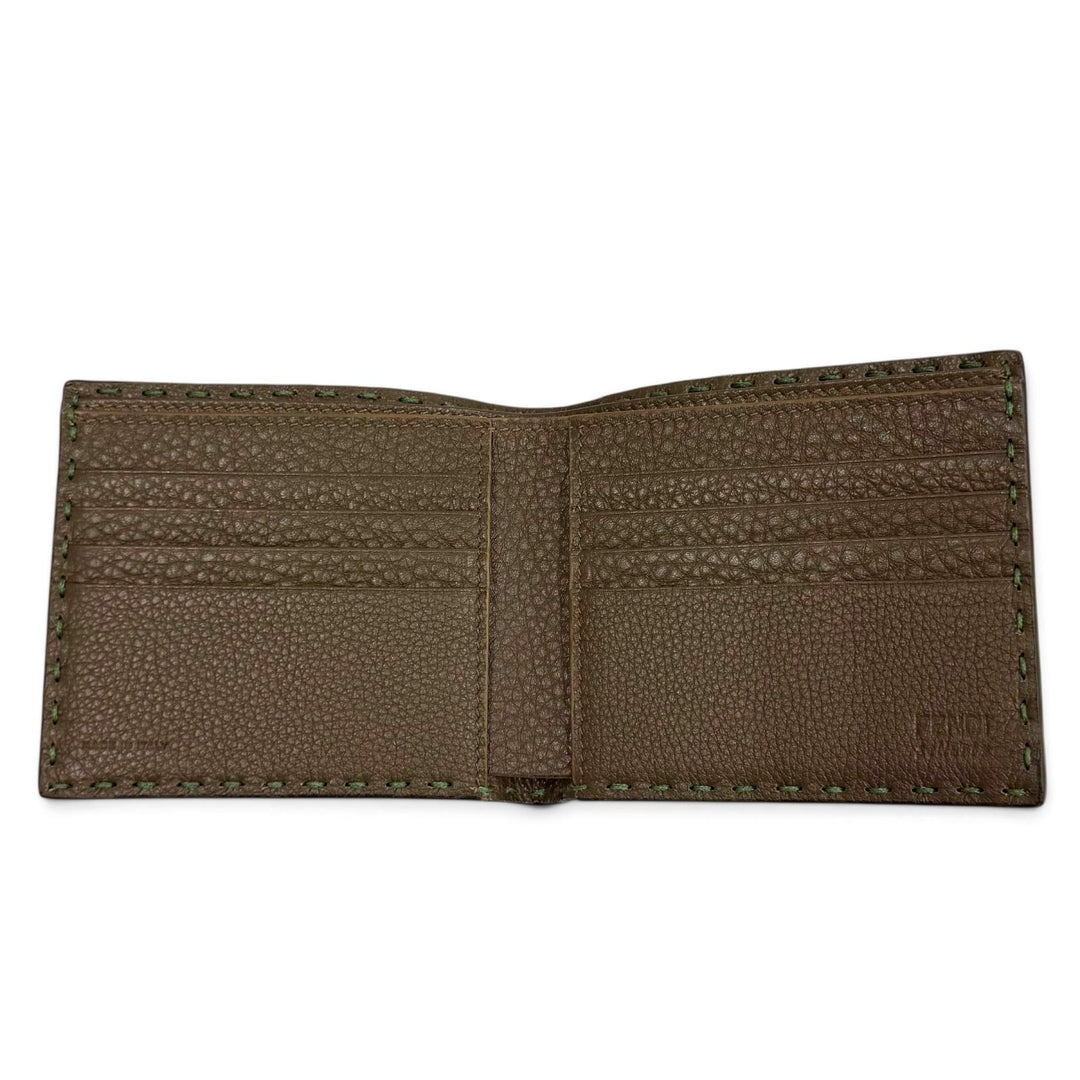 Pristine FENDI Bifold Wallet Fendi Selleria Bifold green leather mens 7M0193