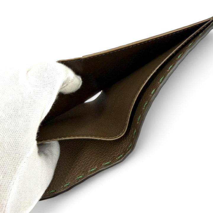 Pristine FENDI Bifold Wallet Fendi Selleria Bifold green leather mens 7M0193