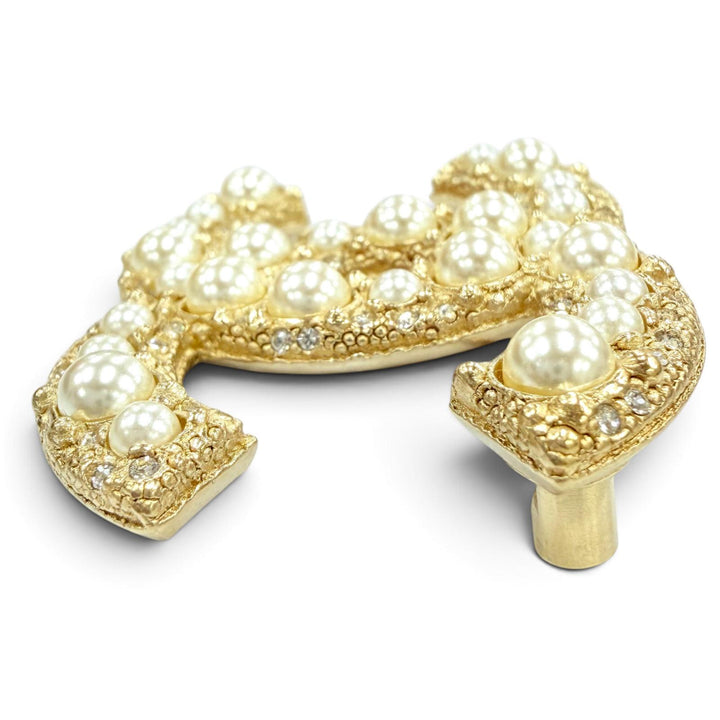 Excellent CHANEL Brooch COCO Mark Fake Pearl gold metal Women F24V