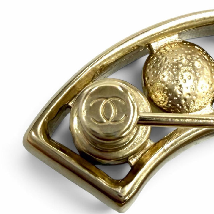 Excellent CHANEL Brooch COCO Mark Fake Pearl white Women B25V