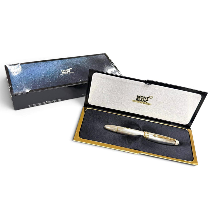 Great MONTBLANC fountain pen Meisterstück 146 Solitaire white star Silver 925