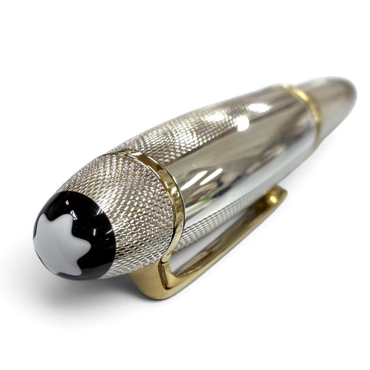 Great MONTBLANC fountain pen Meisterstück 146 Solitaire white star Silver 925