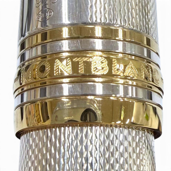 Great MONTBLANC fountain pen Meisterstück 146 Solitaire white star Silver 925