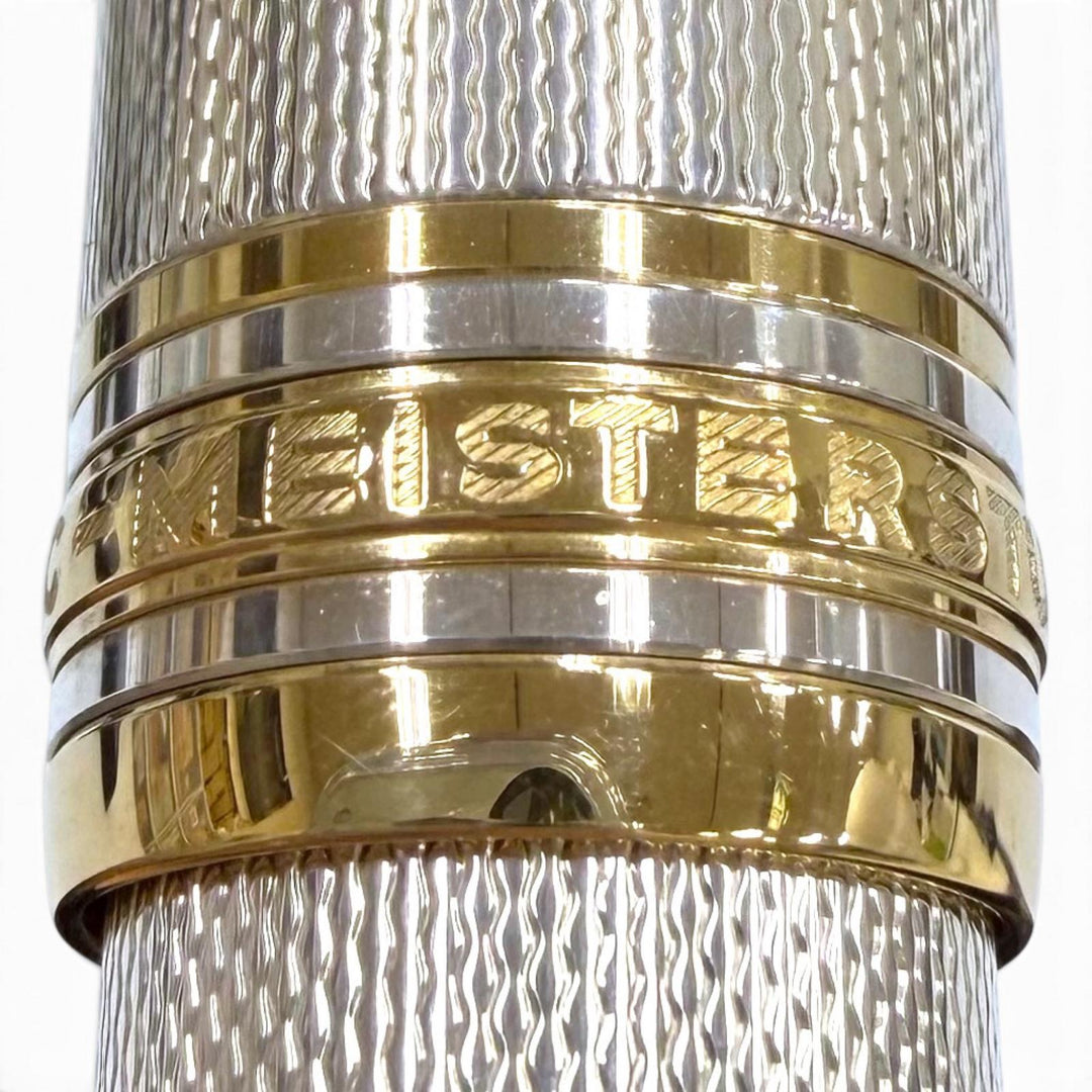 Great MONTBLANC fountain pen Meisterstück 146 Solitaire white star Silver 925