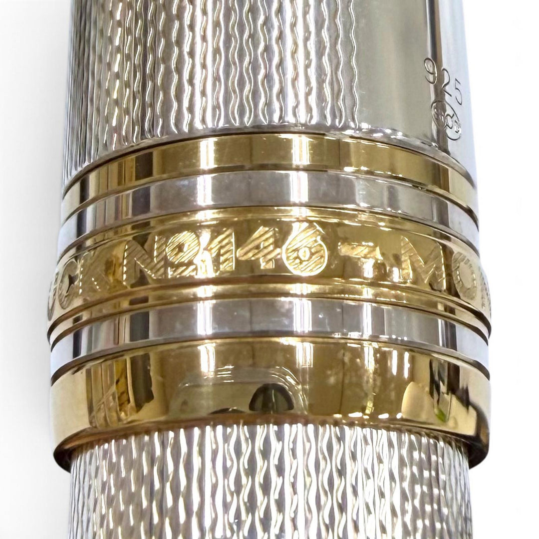 Great MONTBLANC fountain pen Meisterstück 146 Solitaire white star Silver 925