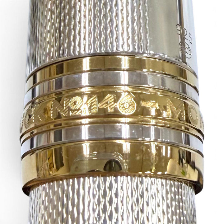 Great MONTBLANC fountain pen Meisterstück 146 Solitaire white star Silver 925