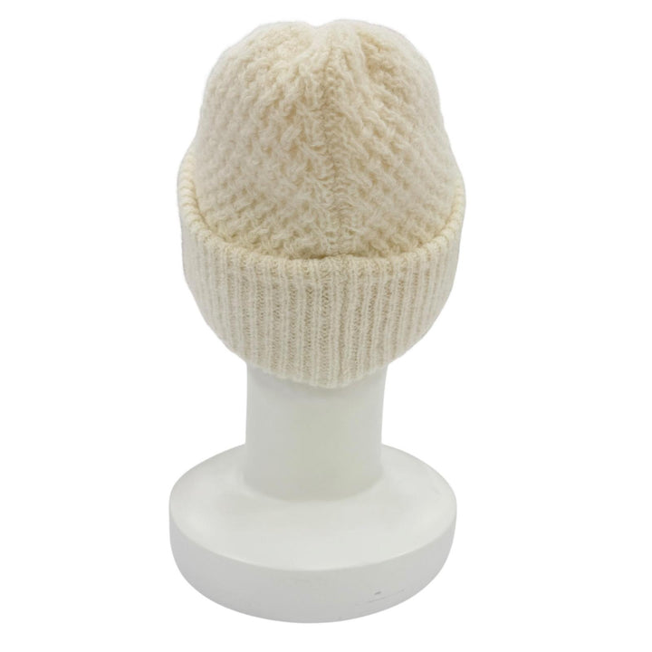 Excellent CHANEL Knit cap COCO Mark embroidered beanie Ivory cashmere Women