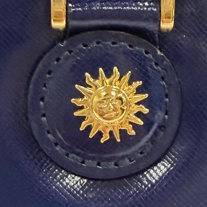 Pristine Gianni Versace Handbag Sunburst Chain Embellished 2-Way Leather