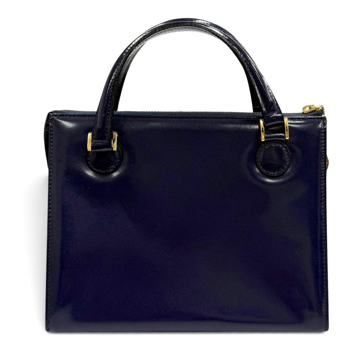 Pristine Gianni Versace Handbag Sunburst Chain Embellished 2-Way Leather