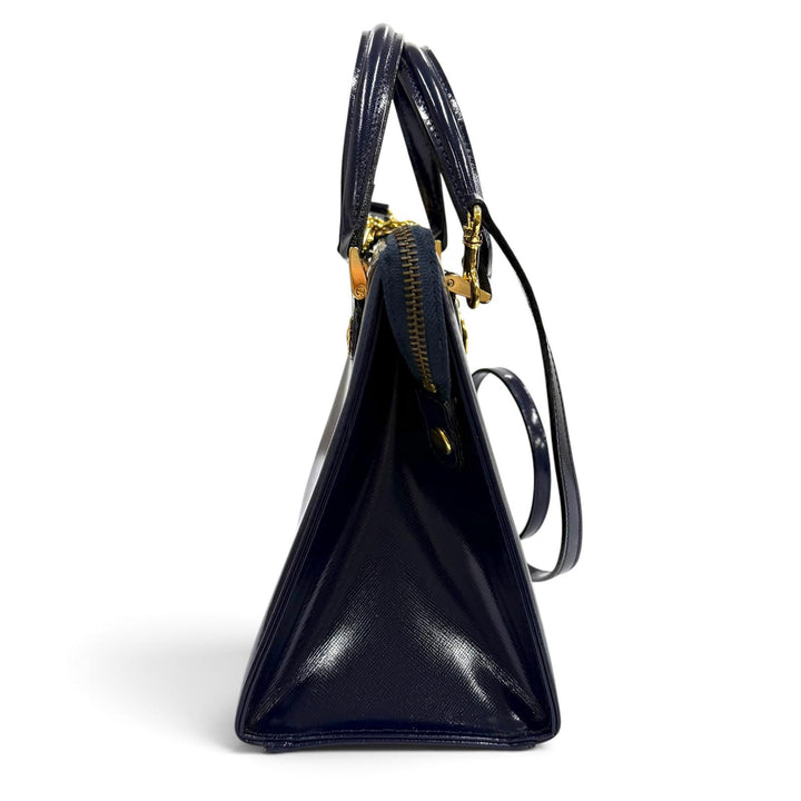 Pristine Gianni Versace Handbag Sunburst Chain Embellished 2-Way Leather