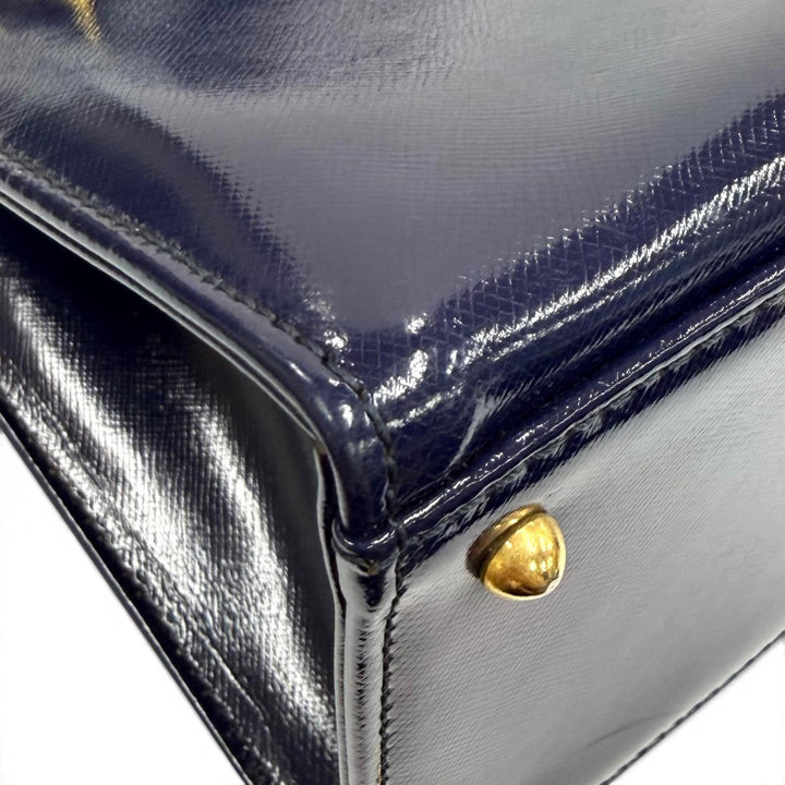 Pristine Gianni Versace Handbag Sunburst Chain Embellished 2-Way Leather
