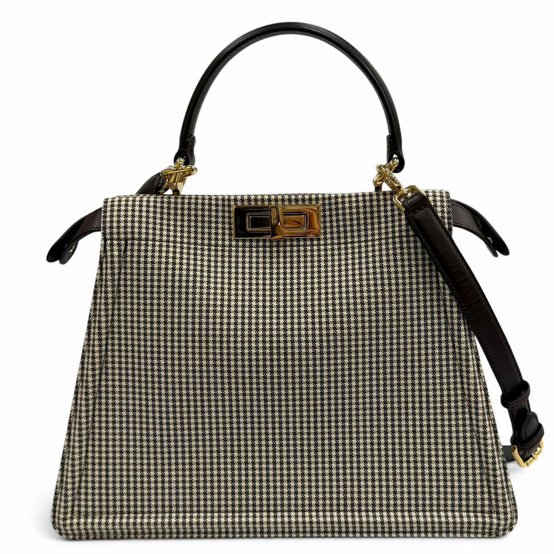 Excellent FENDI Handbag Peek-A-Boo ISEEU Medium Brown canvas Women