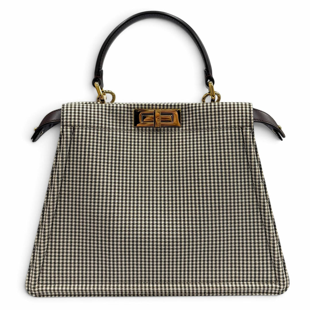 Excellent FENDI Handbag Peek-A-Boo ISEEU Medium Brown canvas Women