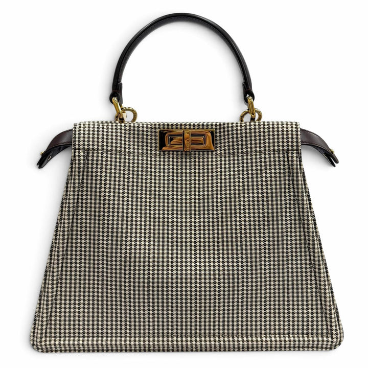 Excellent FENDI Handbag Peek-A-Boo ISEEU Medium Brown canvas Women