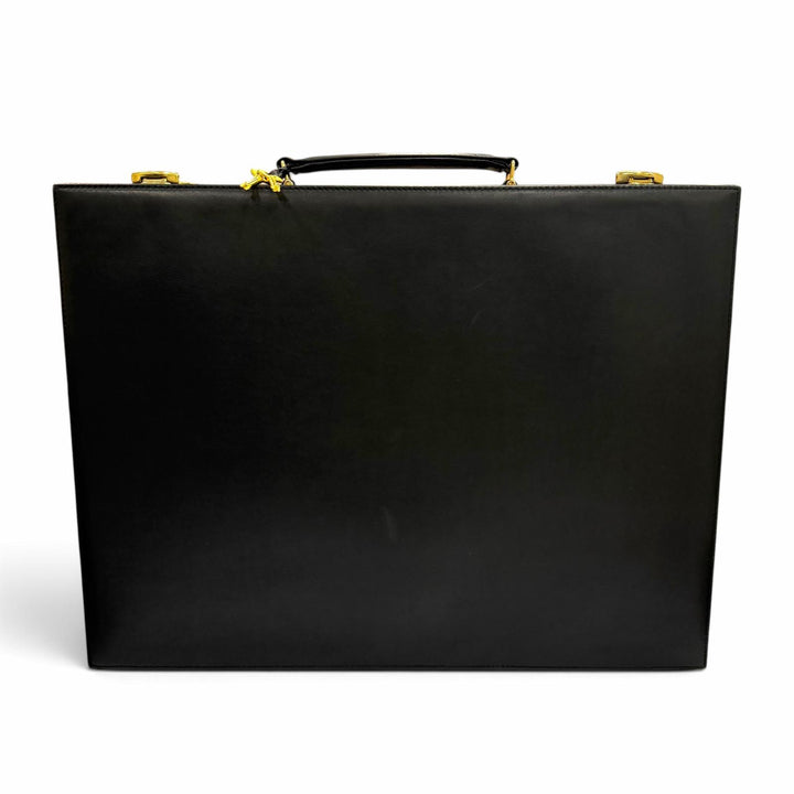 Excellent MONTBLANC Business bag Attache case with lock black leather mens