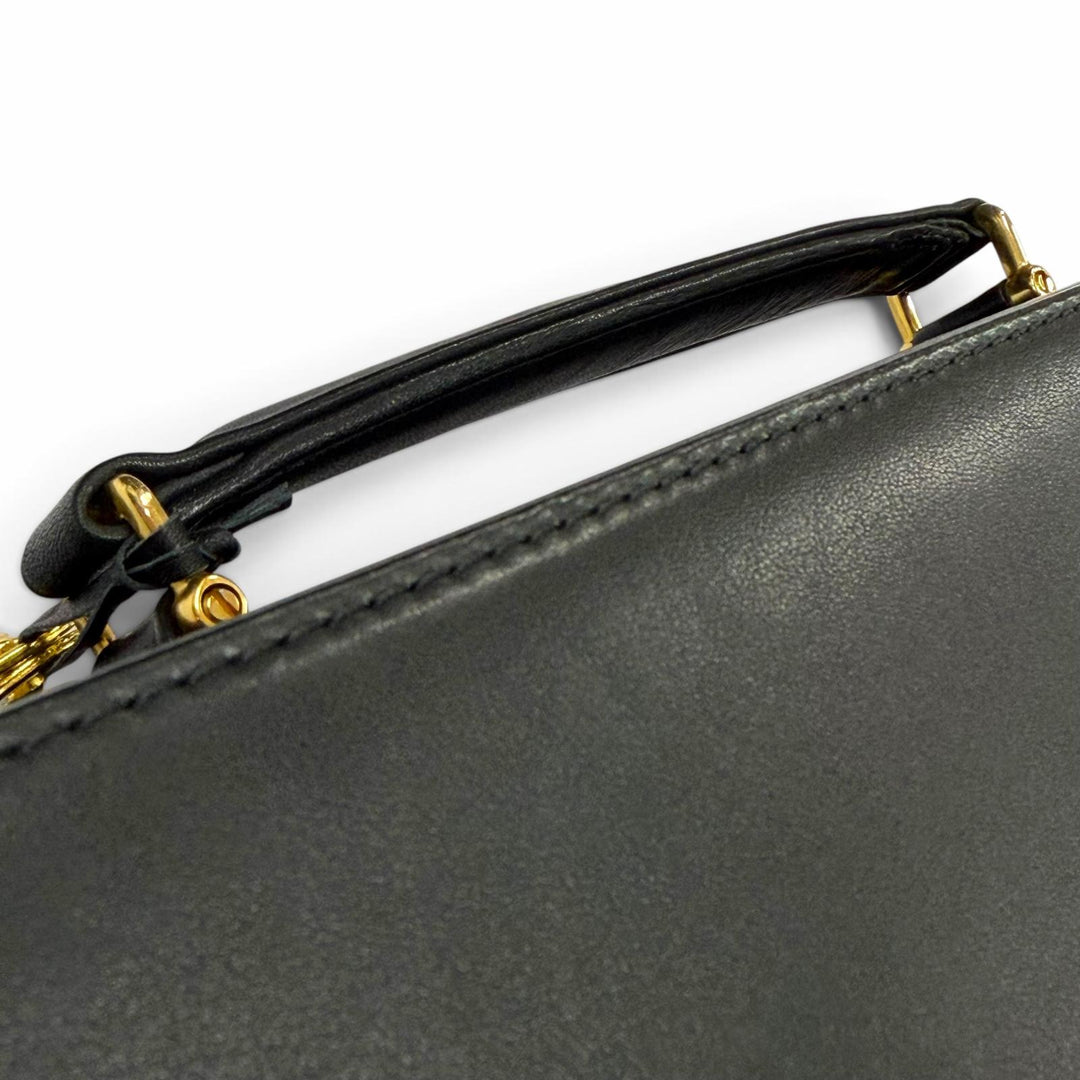 Excellent MONTBLANC Business bag Attache case with lock black leather mens