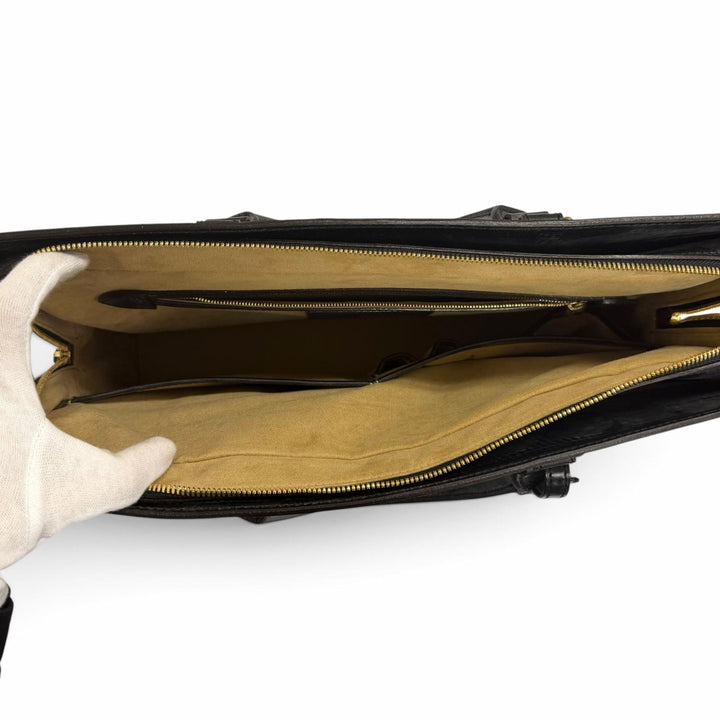 Pristine GANZO Briefcase Business bag black Bridle leather mens