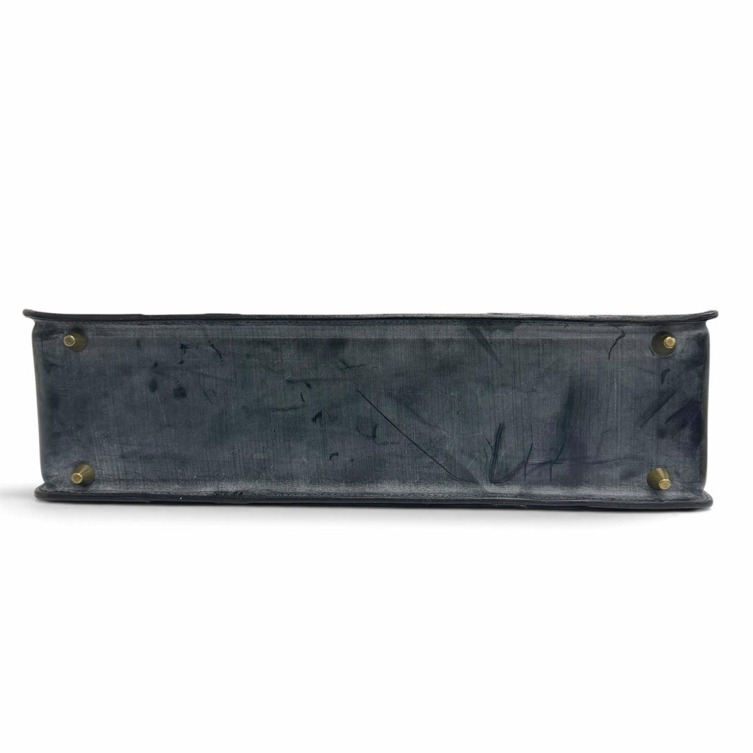 Pristine GANZO Briefcase Business bag black Bridle leather mens