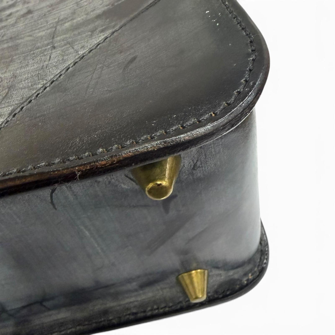 Pristine GANZO Briefcase Business bag black Bridle leather mens