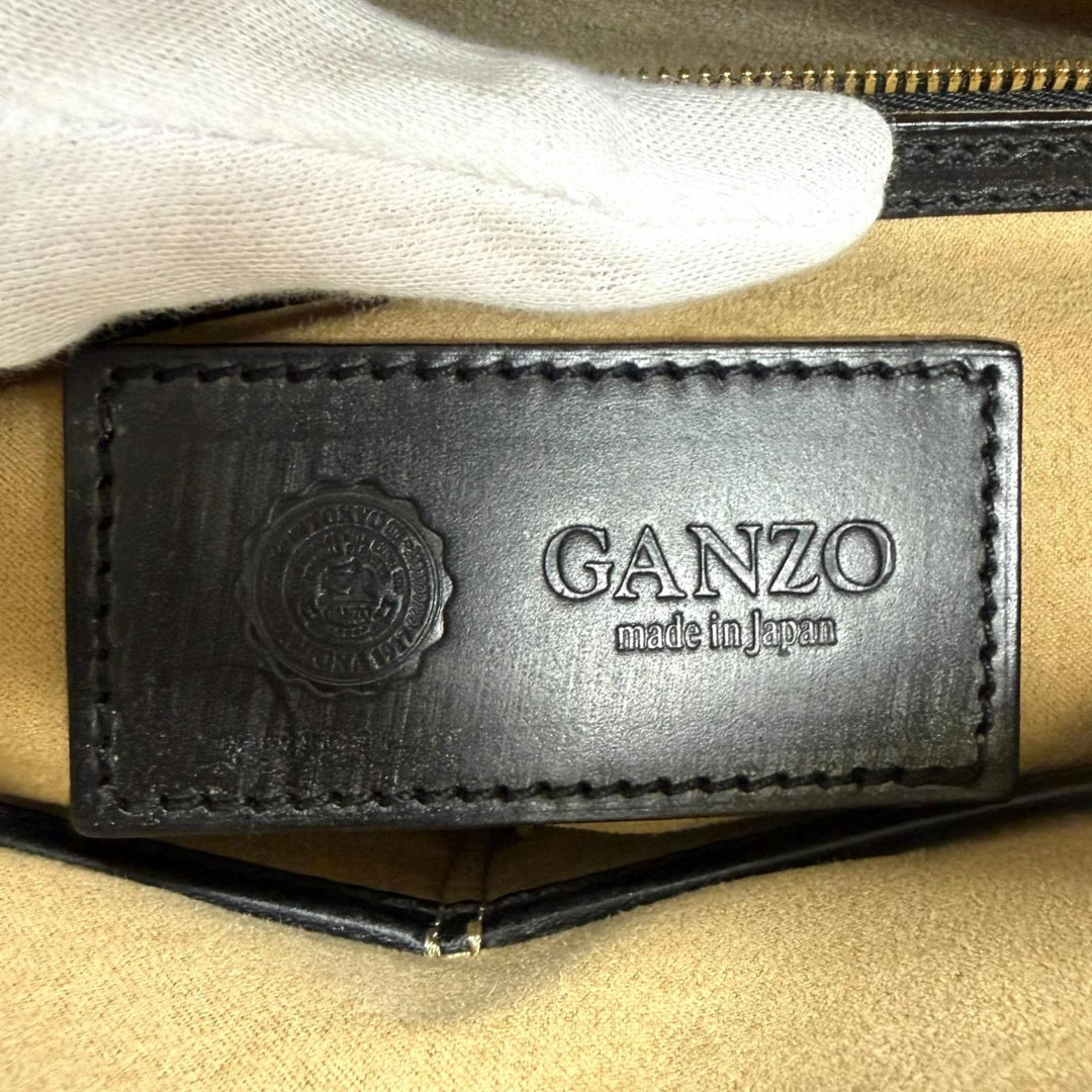 Pristine GANZO Briefcase Business bag black Bridle leather mens