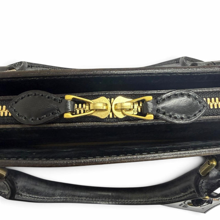Pristine GANZO Briefcase Business bag black Bridle leather mens