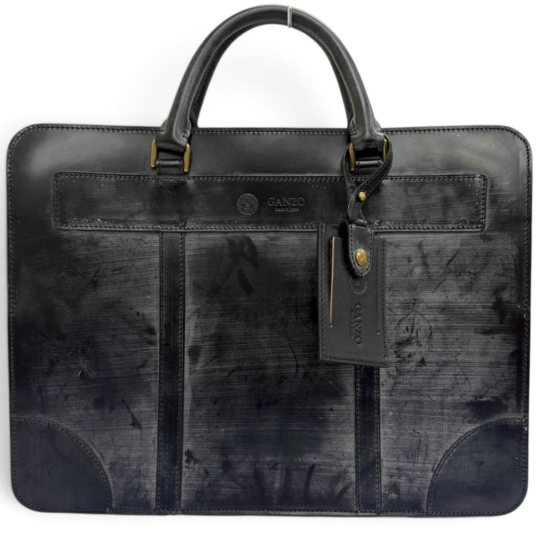 Pristine GANZO Briefcase Business bag black Bridle leather mens