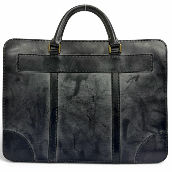 Pristine GANZO Briefcase Business bag black Bridle leather mens