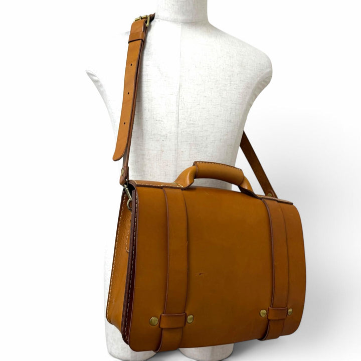 Great HERZ Briefcase 2-Way Dalles Bag Business Bag Brown Nume leather mens