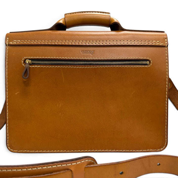 Great HERZ Briefcase 2-Way Dalles Bag Business Bag Brown Nume leather mens