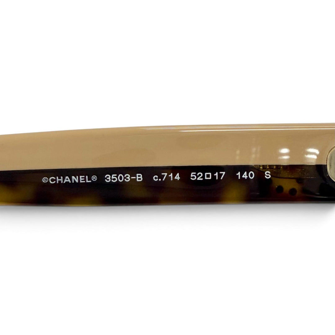 Pristine CHANEL Glasses Rectangle Shape Optical COCO Mark Rhinestone 3503-B