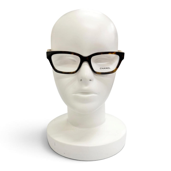 Pristine CHANEL Glasses Rectangle Shape Optical COCO Mark Rhinestone 3503-B