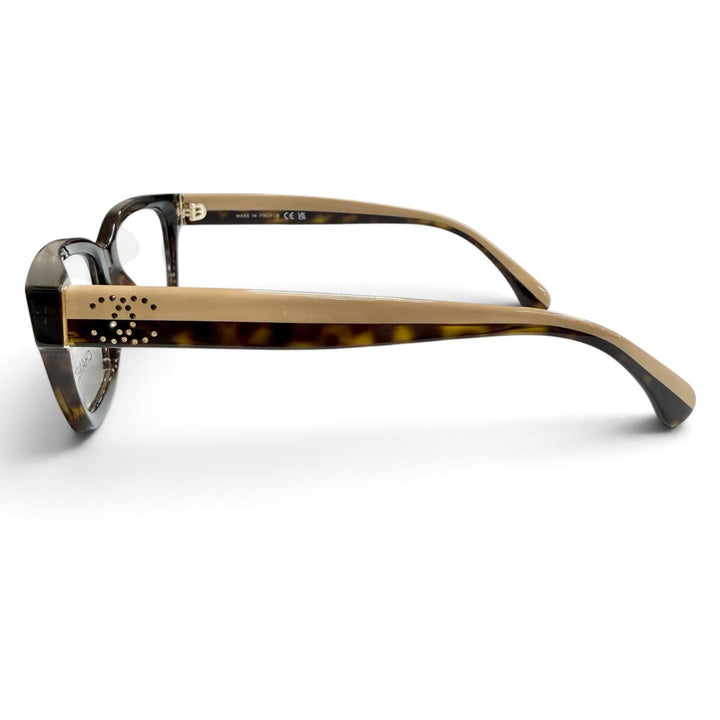 Pristine CHANEL Glasses Rectangle Shape Optical COCO Mark Rhinestone 3503-B