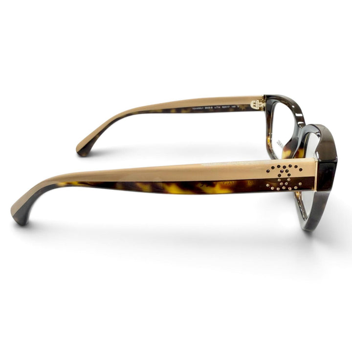 Pristine CHANEL Glasses Rectangle Shape Optical COCO Mark Rhinestone 3503-B