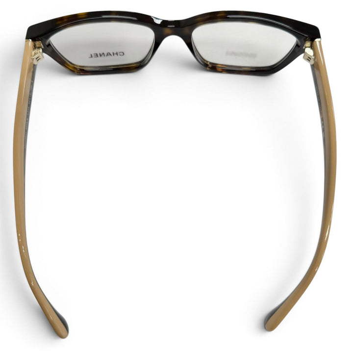 Pristine CHANEL Glasses Rectangle Shape Optical COCO Mark Rhinestone 3503-B