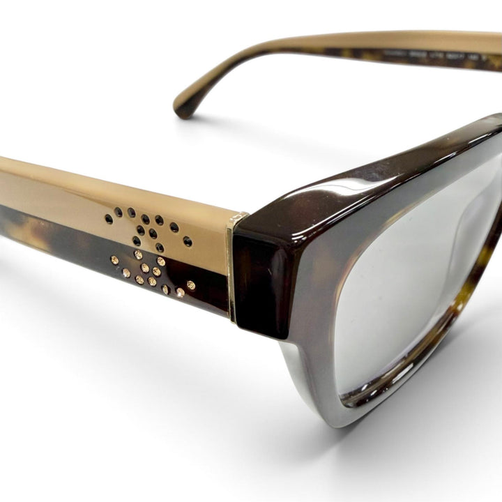 Pristine CHANEL Glasses Rectangle Shape Optical COCO Mark Rhinestone 3503-B