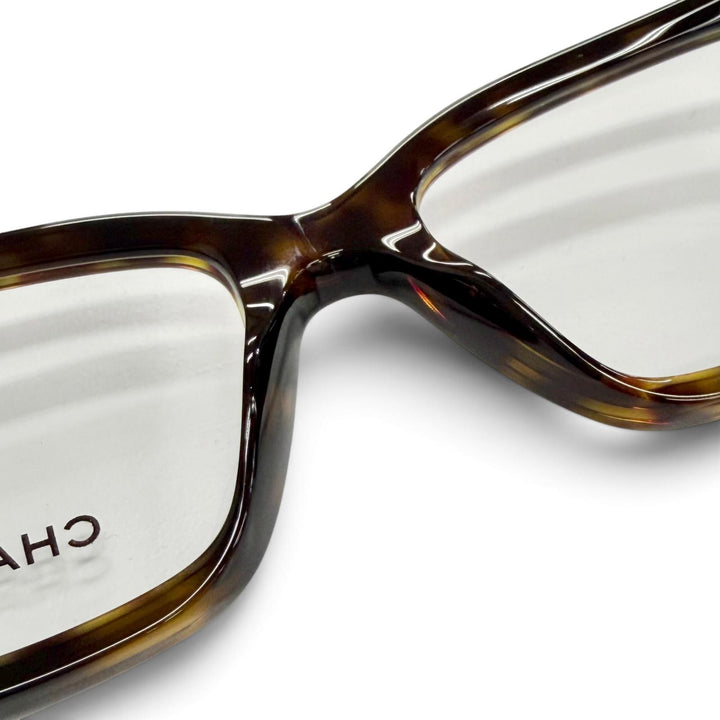 Pristine CHANEL Glasses Rectangle Shape Optical COCO Mark Rhinestone 3503-B