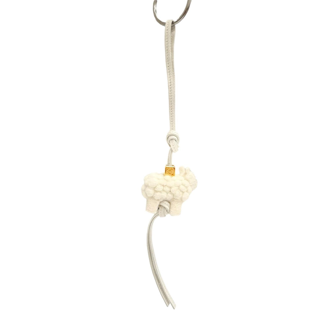 Excellent LOEWE Bag charm Sheep, anagram cube, felt, calf leather Ivory felt