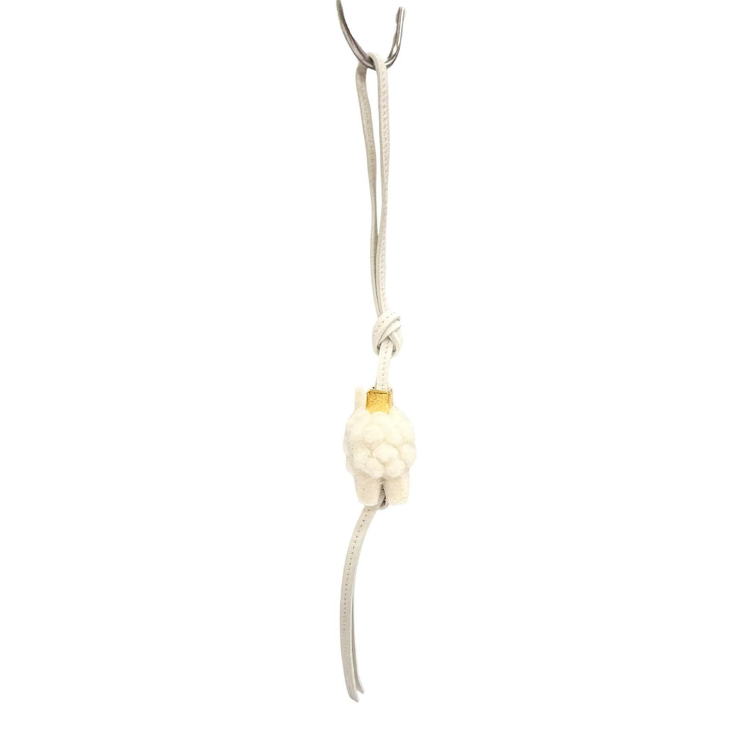 Excellent LOEWE Bag charm Sheep, anagram cube, felt, calf leather Ivory felt