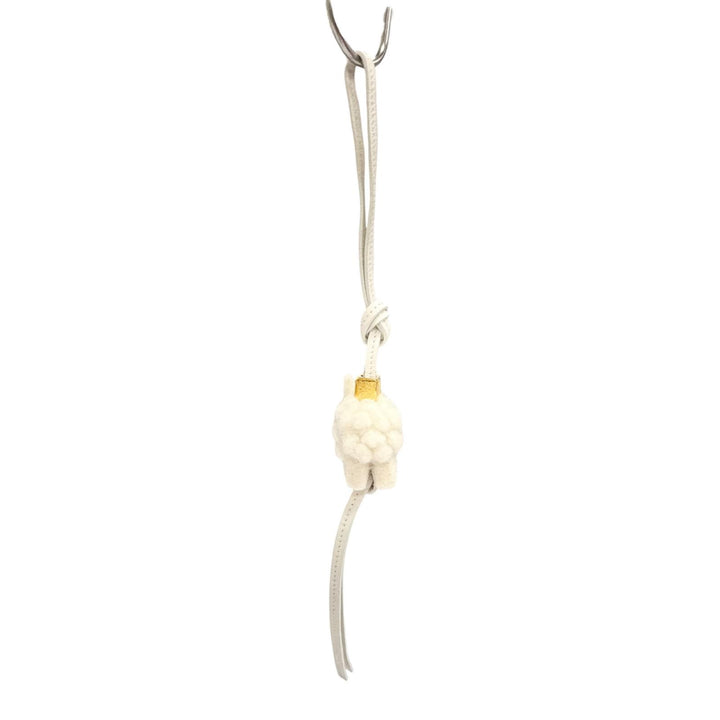 Excellent LOEWE Bag charm Sheep, anagram cube, felt, calf leather Ivory felt