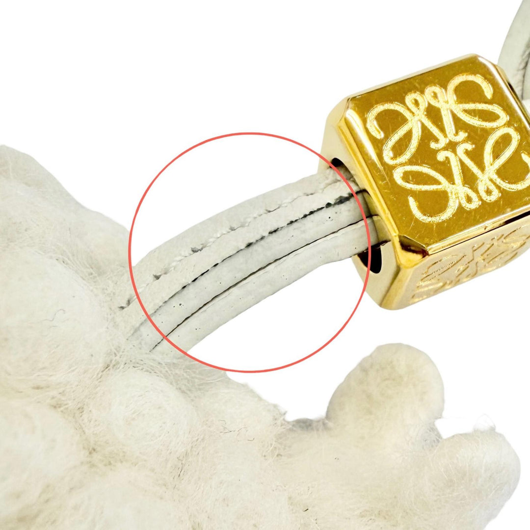 Excellent LOEWE Bag charm Sheep, anagram cube, felt, calf leather Ivory felt