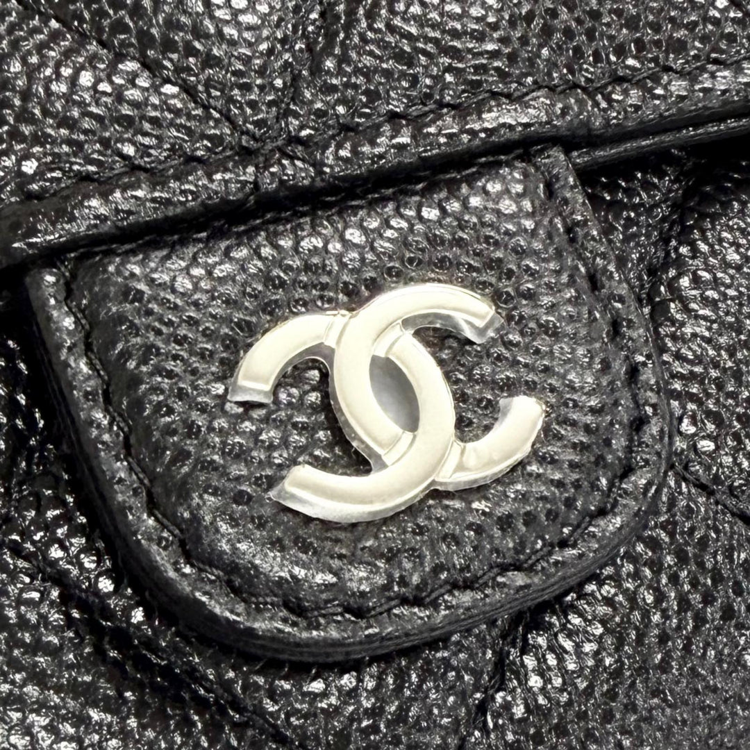 Pristine CHANEL Matelassé COCO Mark Leather Flap Wallet black Caviar skin Women