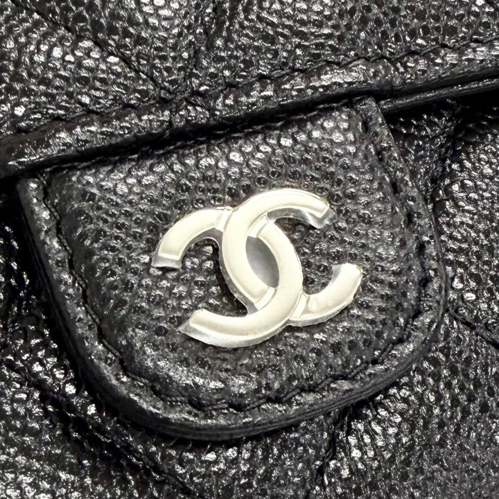Pristine CHANEL Matelassé COCO Mark Leather Flap Wallet black Caviar skin Women