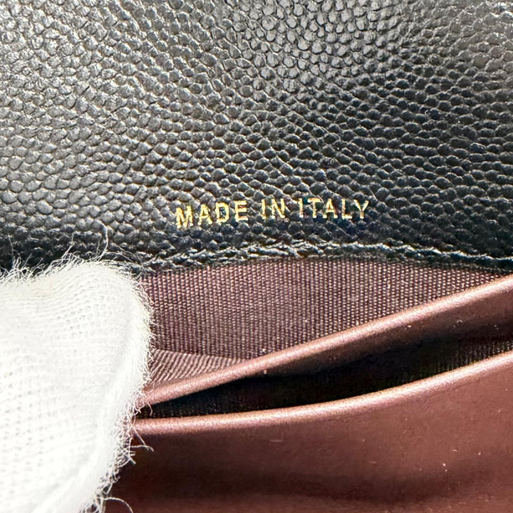 Pristine CHANEL Matelassé COCO Mark Leather Flap Wallet black Caviar skin Women