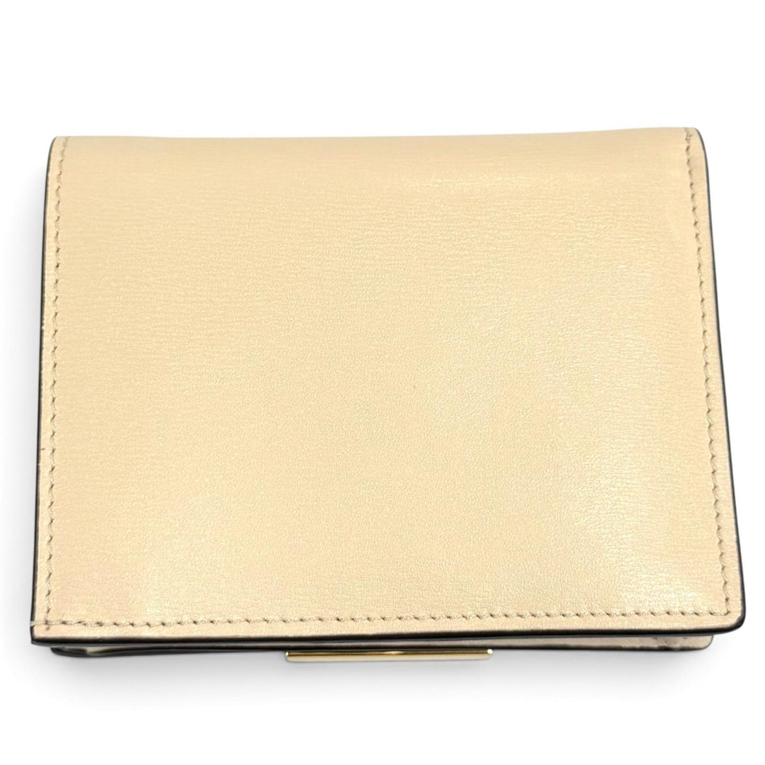 Excellent FENDI Bifold Wallet beige leather Women 8M0420