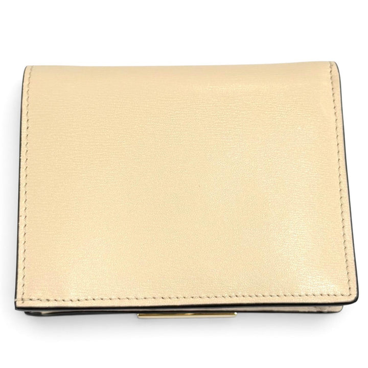 Excellent FENDI Bifold Wallet beige leather Women 8M0420