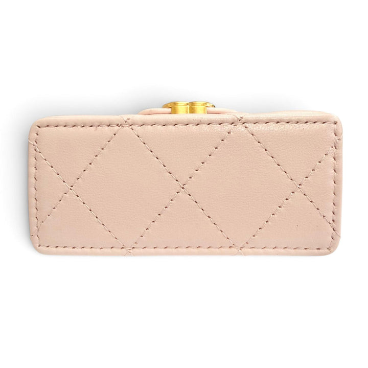 Great CHANEL Bag charm COCO Mark Mini Kelly Micro Matelassé Leather pink